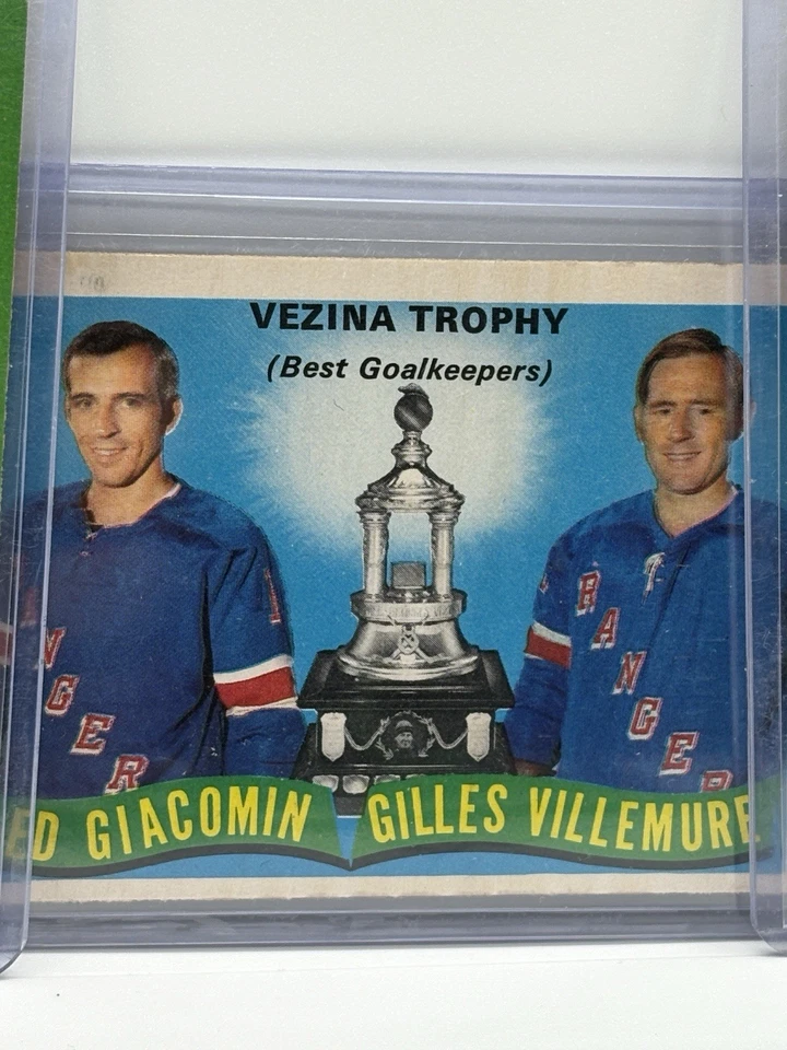 1973-74 OPC Hockey Lot Ratelle Crozier Giacomin Villemure Vezina Trophy - Image 3 of 4