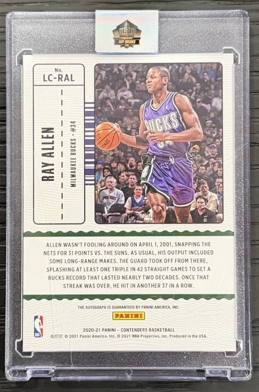 Autógrafos Ray Allen 2020-21 Panini Contenders Legendary Contenders #LC-RAL/25 Foto 2 de 2