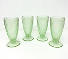 4 Indiana Glass Tiara Exclusive Chantilly Green Footed Iced Tea Tumblers
