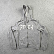 Abercrombie Fitch Y2K Full Zip Hoodie FITCH Spellout Logo Sweatshirt Gray XL
