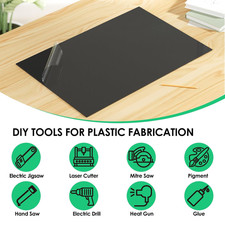 ABS Plastic Sheet 1/8 Inch Thick 3mm - 12" x 8", Black Waterproof Rigid Thermo