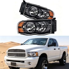 Black Housing Headlights For Dodge Ram 1500 2500 3500 2002-2005 Amber Reflector Black Housing Headlights For Dodge Ram 1500 2500 3500 2002-2005 Amber Reflector