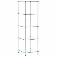 Hartglas Regal 5 Ablagen Transparent 40X40X130 Cm Standregal