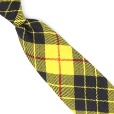VTG Kinloch Anderson Wool Necktie Yellow Black Red MacLoed Tartan Tie Scotland 