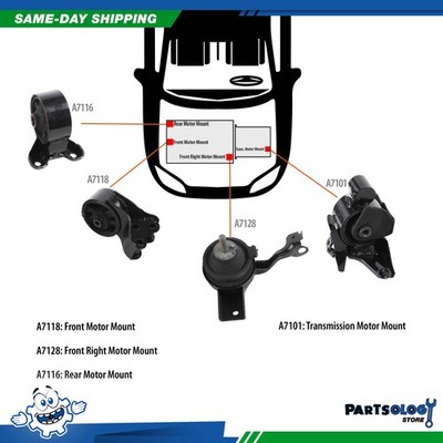 DNJ MMK1094 New Motor Mount Trans. Kit 4PCS For 01-06 Hyundai Elantra 2.0L DOHC