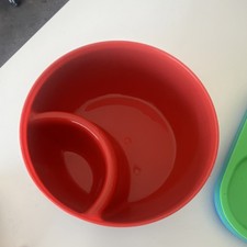 Kids Plastic Cereal Bowls Red Blue Green Solid Pattern Dinnerware