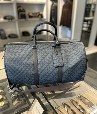 Michael Kors Harrison Men Logo Travel Weekender Duffle Bag Admiral Blue