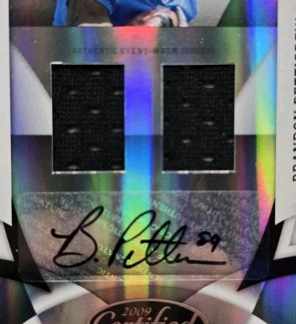 2009 Certified BRANDON PETTIGREW Freshman Fabric RC Dual Jersey Auto /399 Lions - Image 3 of 4