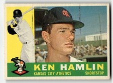 1960 Topps Ken Hamlin #542 Athletics ROOKIE HIGHER HIGH GRADE STRANGE INK ERROR