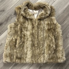 Donna Salyers favolose pellicce vintage visone gilet pelliccia sintetica gancio beige 3x tasche