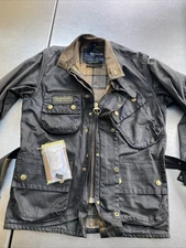 Barbour A7 Int C36 Men’s S (44in Chest) Black Waxed Motorcycle Biker Jacket
