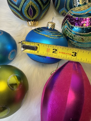 Mixed lot of Blue Glass Christmas Ball Ornaments Some Ashland 10pc - Picture 8 of 9