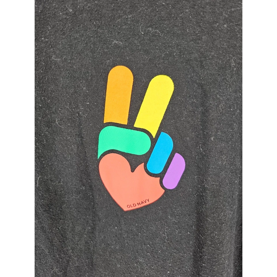 Old Navy Womens XL Short Sleeve T Shirt You Me Love Family Rainbow Soft Washed - Image 2 of 4