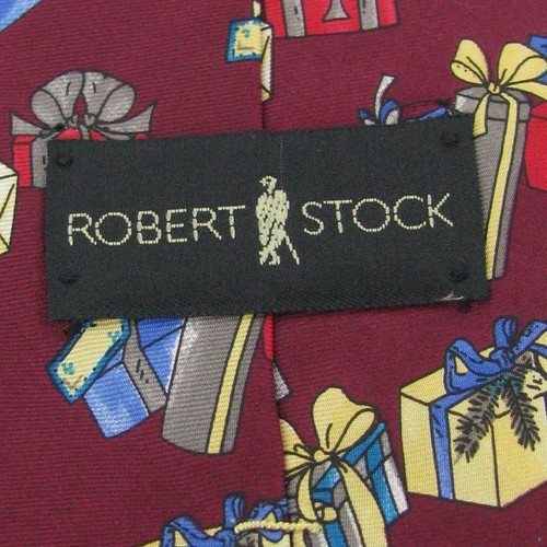 ROBERT STOCK Christmas Holiday GIFTS MAROON RED BLUE Tie Necktie X6-94 NWT - Picture 3 of 3