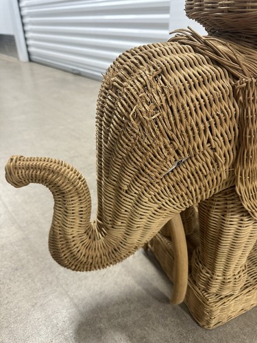 Vintage Natural Rattan Wicker Elephant Plant Stand End Table Boho MCM - Picture 8 of 12