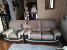 Canapé cuir 2 pl + fauteuil 1 pl tbetat