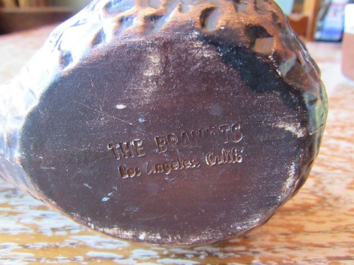 VTG Figural Tobacco Pipe Planter Brown Ceramic The Brandts Los Angeles Calif. - Picture 5 of 6