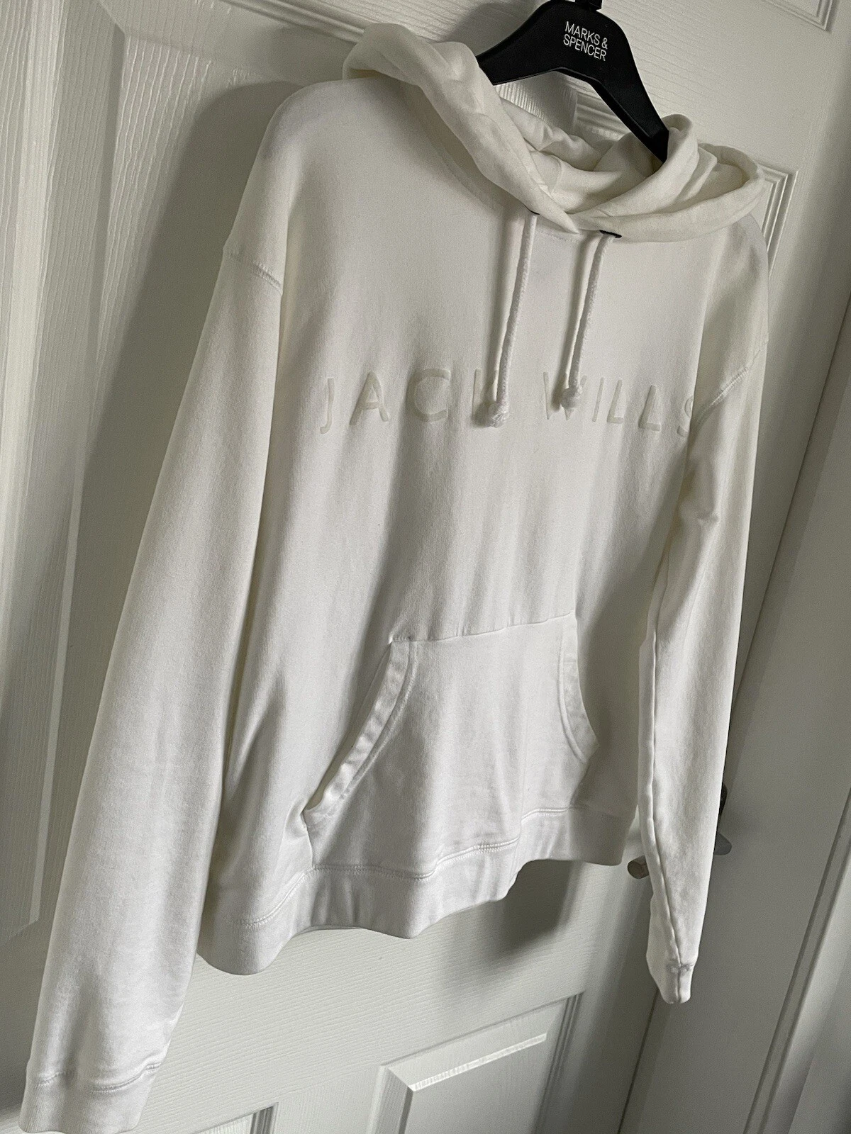 OFF WHITE Maglione donna bianco sporco JACK WILLS sopra la testa manica lunga con cappuccio Taglia 10