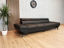Italienisches Echtleder 4 er Sofa mit einstellbaren Kopfstützen Leder Naturleder