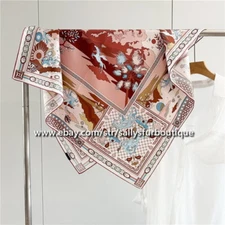 Sallys Boutique 14 Momme Twill Silk Wrap Scarf Night Horse Print Shawl 35"