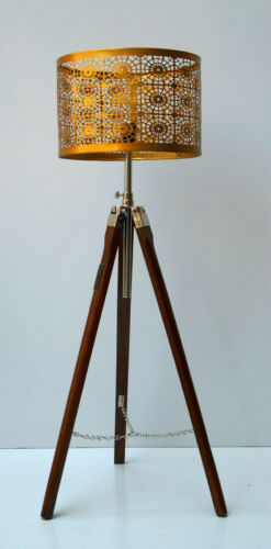 Nautical Floor Lamp Wooden Tripod Stand lamp Vintage Living room Home Decor lamp - Picture 1 of 3