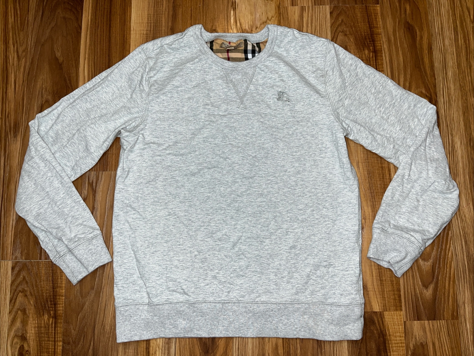 Burberry  Crewneck Sweatshirt Men M Gray LS Embroidered