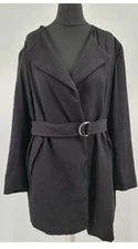 H&M Black belted waterfall jacket UK 12   2107