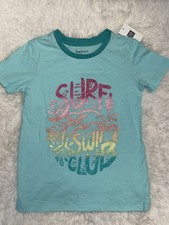 NWT GAP KIDS GRAPHIC RINGER T SMALL 6-7 SURF SWIM CLUB AQUA DOLPHIN TEE SHIRT