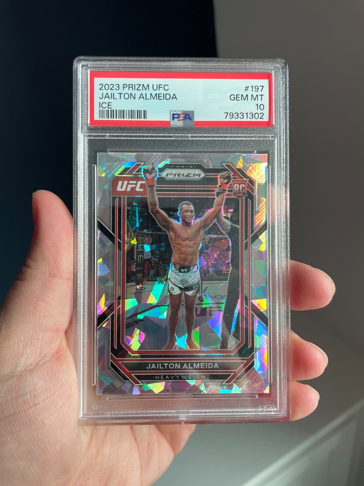 Jailton Almeida Rookie Cracked Ice Prizm - 2023 Panini Prizm UFC #197 PSA 10