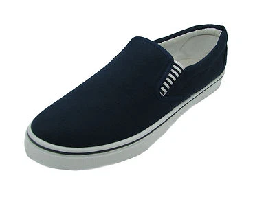 Unisex Navy Blue Canvas Gusset Yachting Slip On Pump Plimsolls Espadrille Shoes