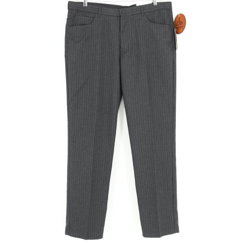 NWT GREG NORMAN CHARCOAL STRIPE FLAT 