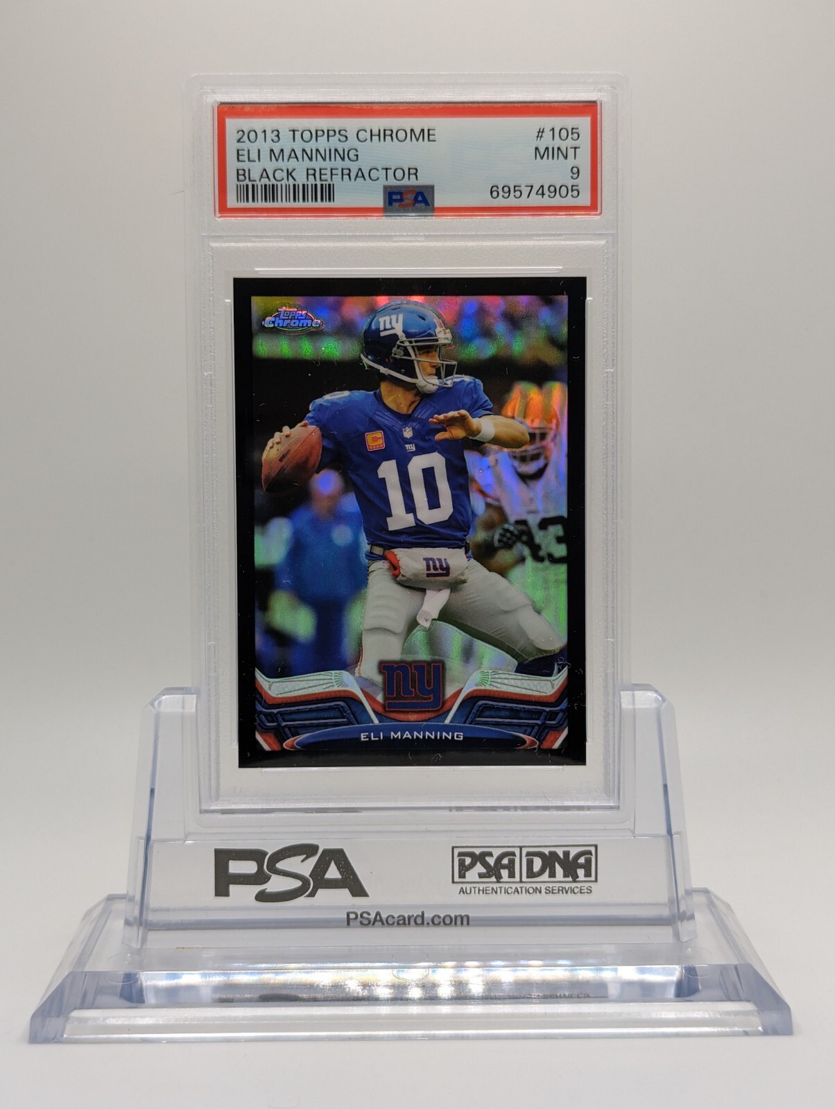 2013 Topps Chrome Eli Manning Giants #105 Black Refractor Sp /299 PSA 9 Mint