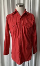 Vintage Ely Cattleman Western Pearl Snap Red Shirt Mens Size M Medium Vtg