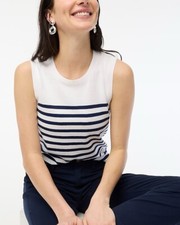 J.Crew Striped sweater shell In White Antique Navy Stri Size M NWT