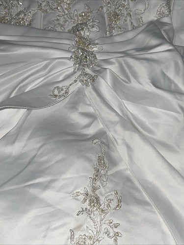 Vintage (2007) Sz 8 Davids Bridal Wedding Dress Gown Beaded Bodice Satin - Picture 4 of 16