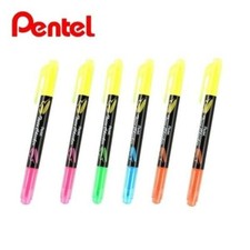 Pentel SLW8 Twin Checker Fluorescent Marker Color x 6 pcs Set