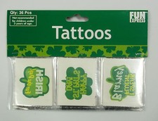 Clearance 1 Package of 36 assorted Temporary St Patrick's Day Tattoos NIP