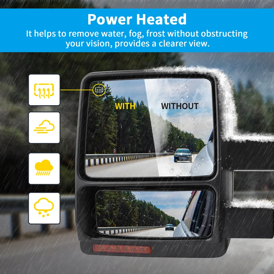 Power Heated Tow Mirrors For 2004 2005 2006 Ford F-150 w/ Turn Signal Puddle - Image 2 of 4