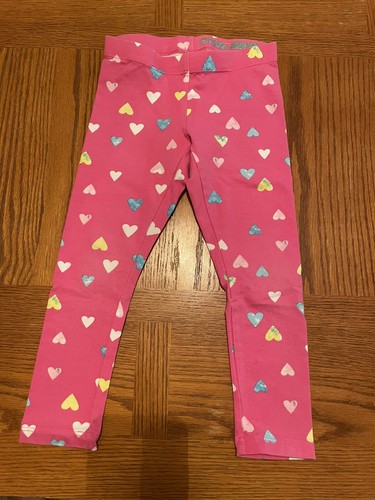 Wonder Nation Girls Leggings Size 4-5 Pink With Multicolored Hearts - Picture 3 of 3