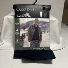 Cuddl Duds Men 2XL Performance Baselayer Pants Medium Weight Cotton Wear Black