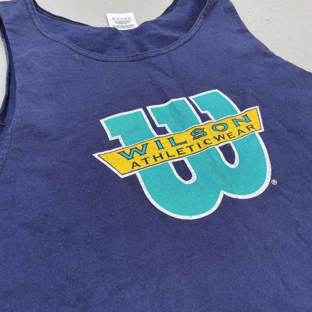 トップス 50's Wilson Athle Jersey Tank Top Wilson Athleticwear Tank Top Shirt Vintage Blue Teal