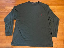 Vintage Polo By Ralph Lauren Green Made In USA XL 100% Cotton Pocket Long Sleeve