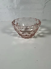 Vintage Jeanette Pink Depression Glass Dessert Bowl Cube Pattern
