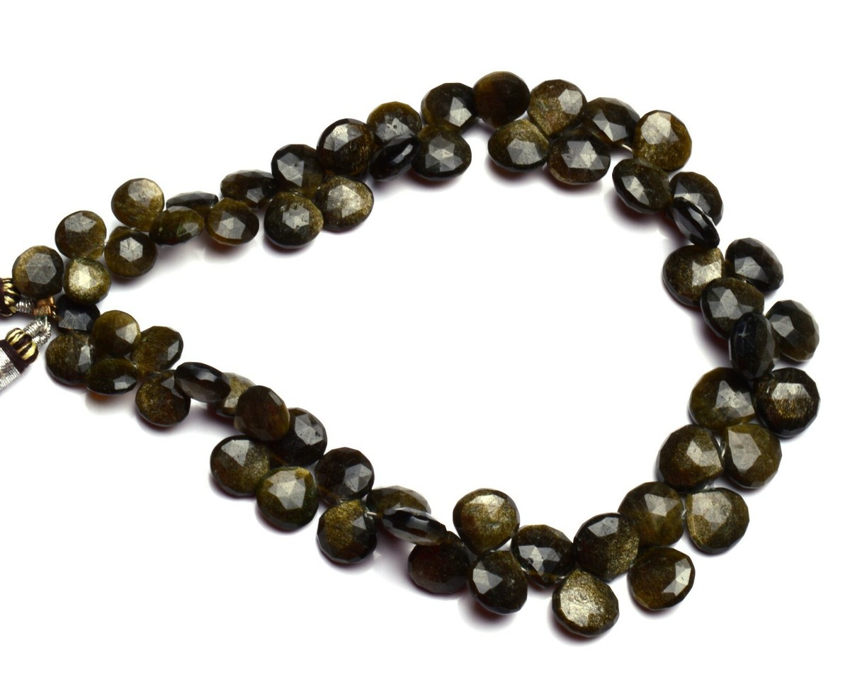Natural Gem Chrysoberyl Cats Eye to 10MM Size Faceted Heart Shape Beads  10