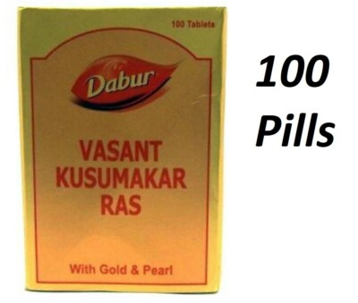 100 Tablets Basant Kusmakar Ras with Gold & Pearl (Swarna Moti Yukta)