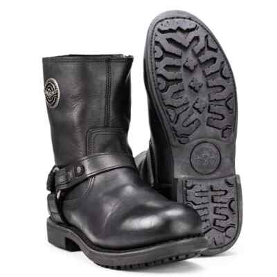 Milwaukee Leather Men's Black Leather Short Harness Motorcycle Boots - MBM9042