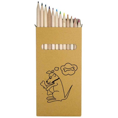 12 x 'Dog Obsessed With Bones' Long Colour Pencils (PE00064331)