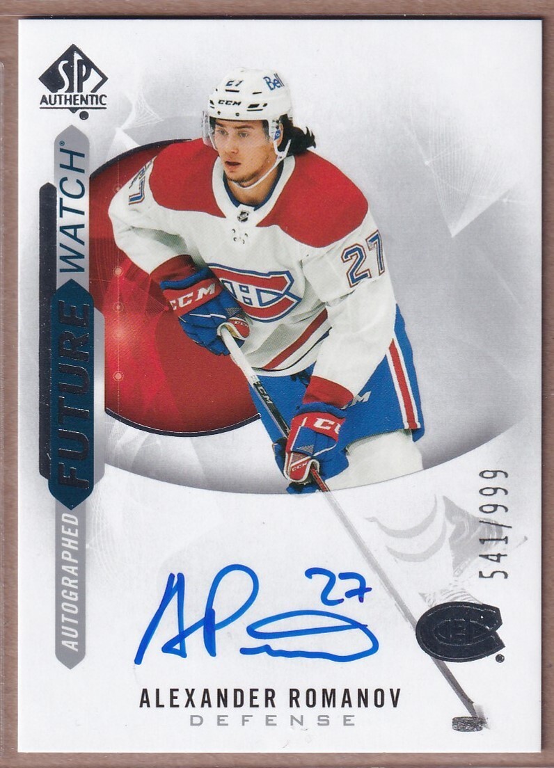2020-21 SP Authentic Future Watch #206 Alexander Romanov RC AUTO /999