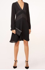 $450 NWT TORY BURCH VARENNE TUNIC A-LINE SILK METALLIC DRESS BLACK SZ 2