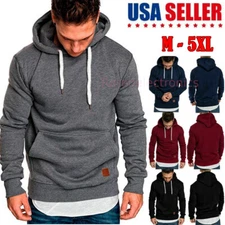 New Casual Men Hoodie Soft Slim Fit Hooded Sweatshirt Pullover Sweater Wear US